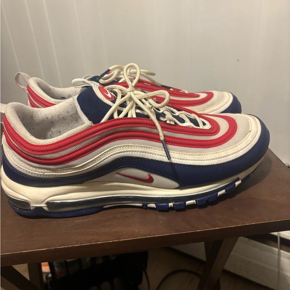 Nike Red and White Air Max 97 Sneakers